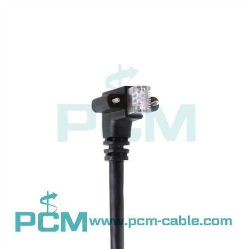 GigE Cable High Flex RJ45 Horisontal venstre udgang med forsænkede skruer