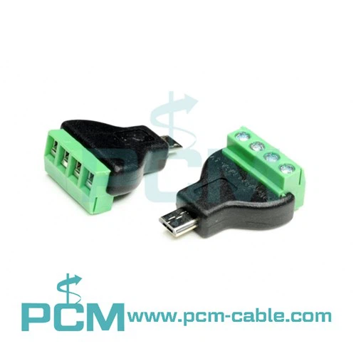 Micro USB mandlige skrue skjold terminaler pluggable type adapter