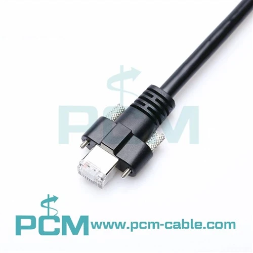 Lodret RJ45 8P8C Ethernet med skruelåsekabel til Machine Vision-systemer