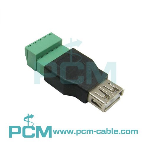USB 2.0 En kvinde til 5 pin/way bolt skrueskærm Pluggable Terminaler