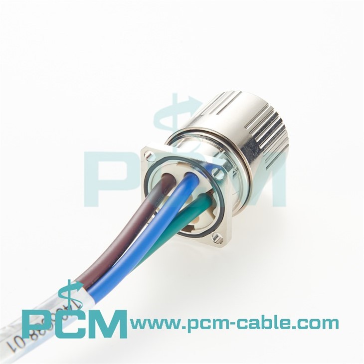 M23 Power Connector Black Panel Mount Receptacle Straight Female Flange Mount