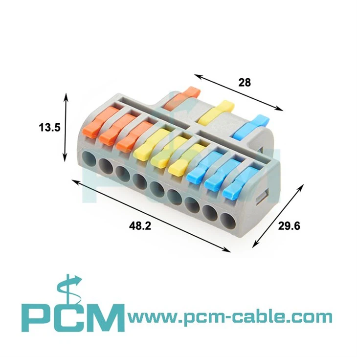 Lever Wire Connectors, 3 in 9 Out Quick Wiring Cable Electrical Connector Compact Push-in Conductor Terminal Block for 24-12 AWG